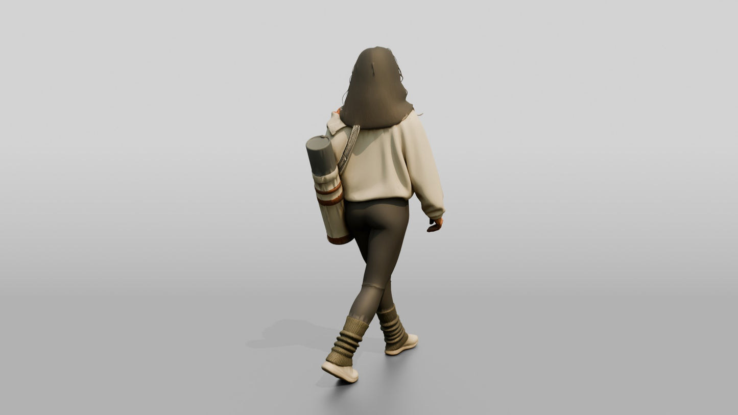 Walking Woman with Mat Bag