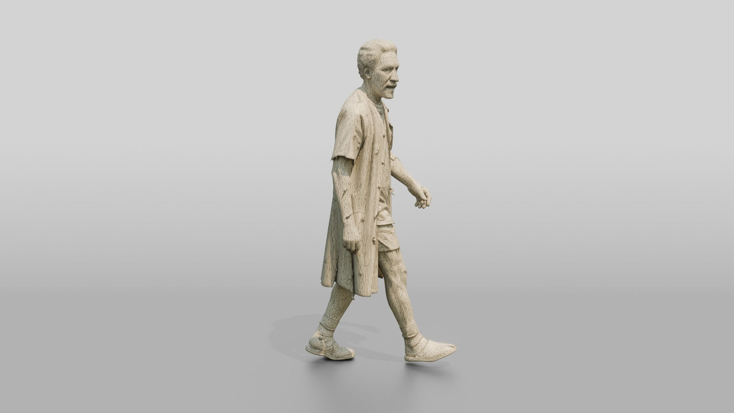 Elderly Man Patient Walking with Injuries