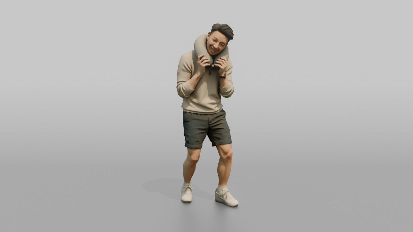 Vacationer Wearing Light Summer Sweater And Shorts
