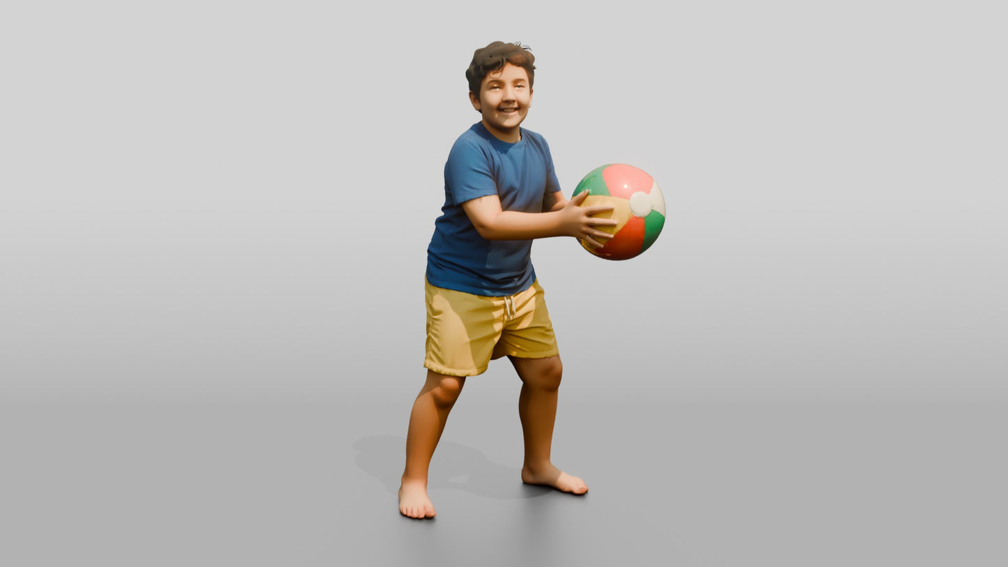 Plus-Size Cypriot Boy Holding an Inflatable Beach Ball