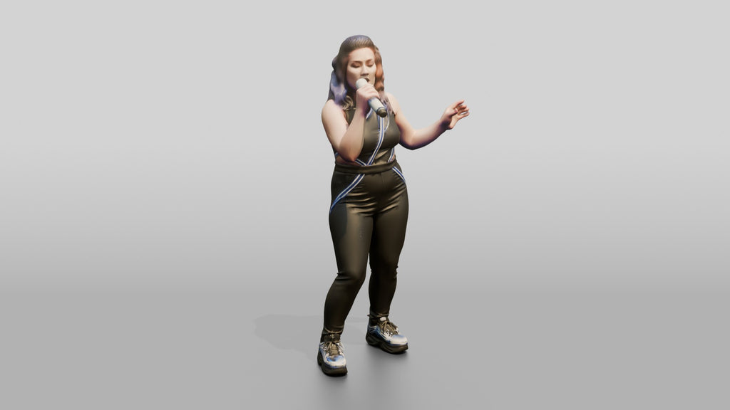 Electro-Pop Singer with Glowing Microphone