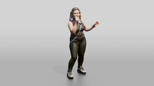 Electro-Pop Singer with Glowing Microphone - 3D character model, view 1