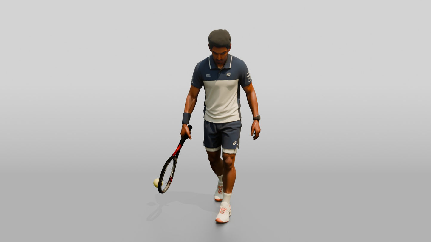 Male Tennis Player Bouncing the Ball Before a Serve