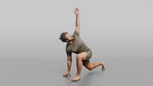 Bodyweight Athlete Man In A Low Lunge With A Twist - 3D character model