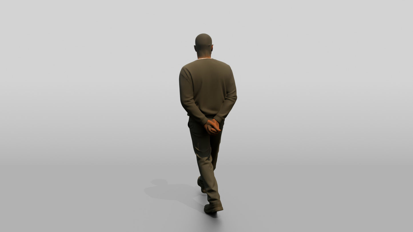 Black Male Prisoner in a Grey Sweatshirt and Dark Trousers