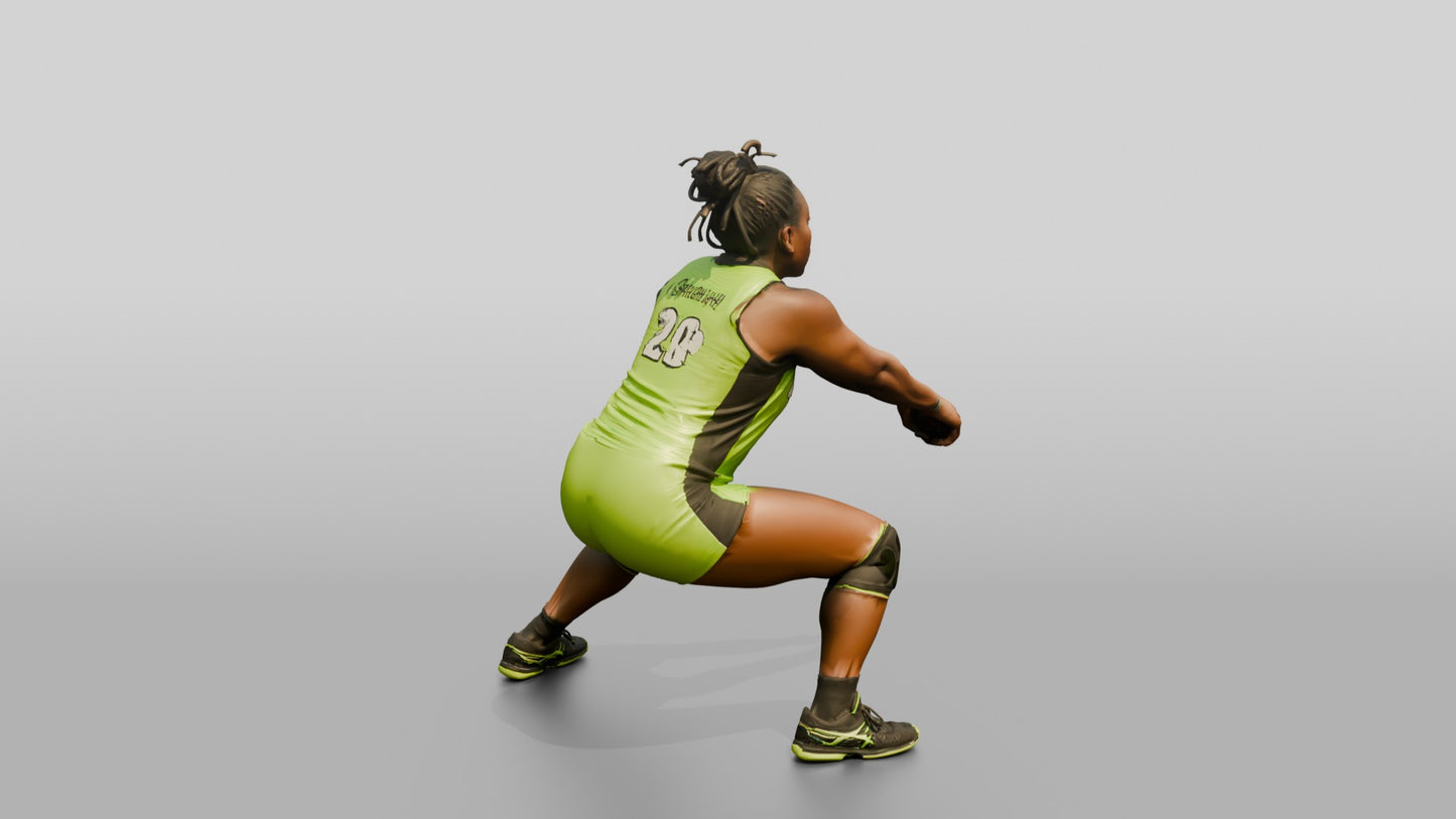 Black Female Volleyball Player in Neon Green Uniform