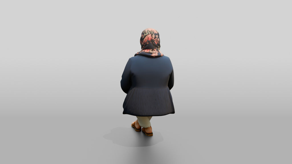Plus-Size Middle-Aged Persian Woman in Floral Hijab