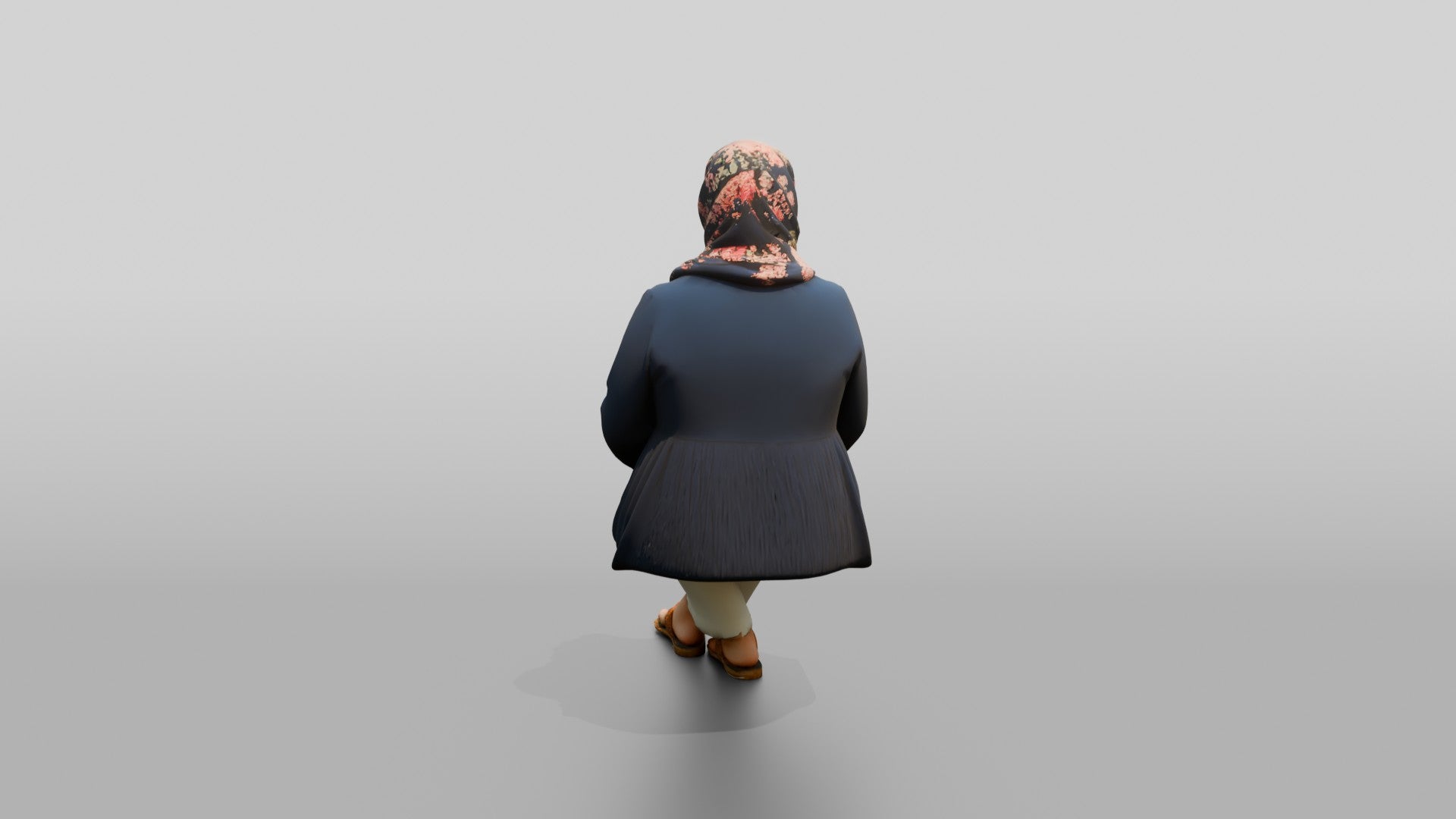 Plus-Size Middle-Aged Persian Woman in Floral Hijab