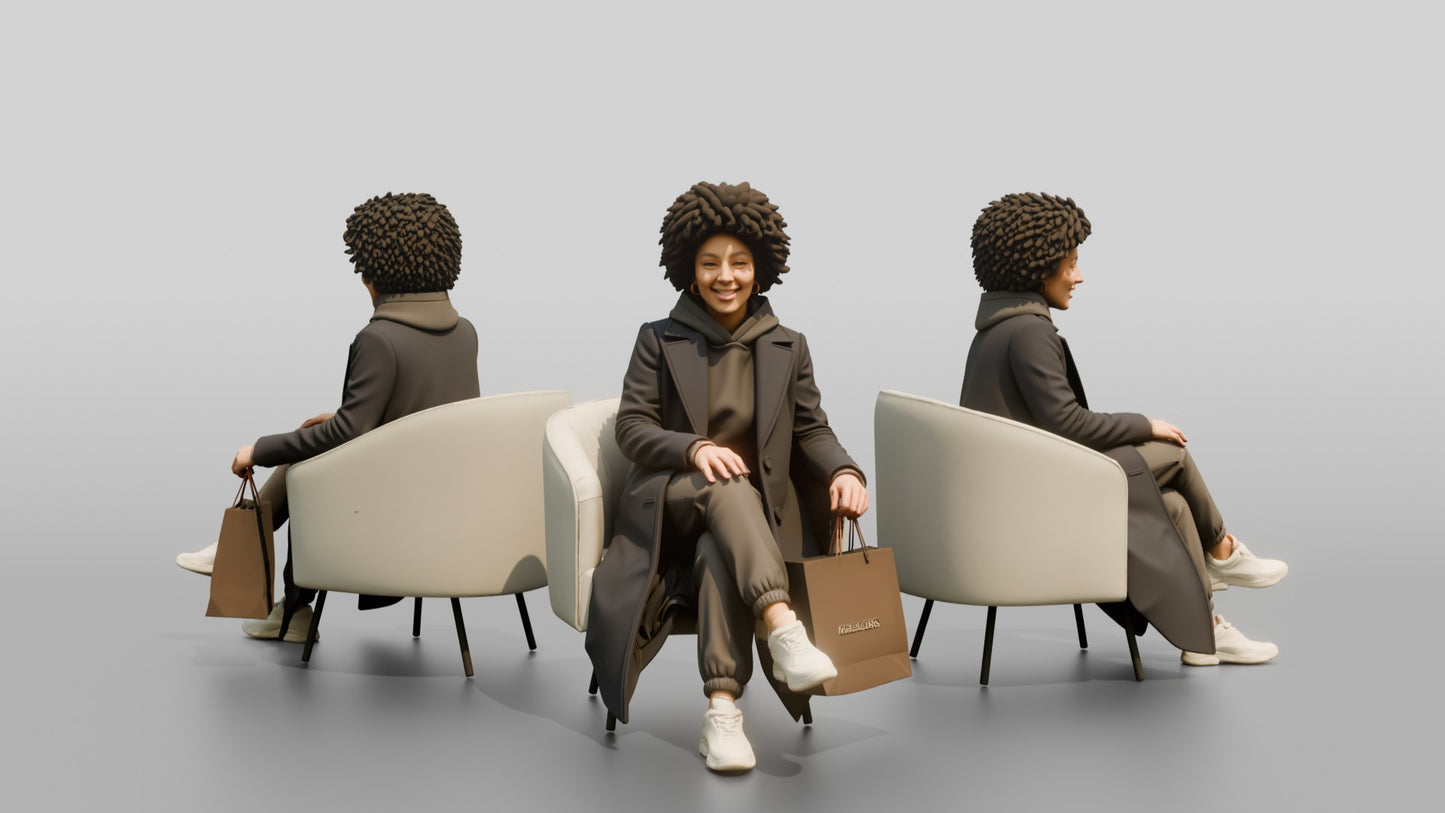 African-American Woman in Wool Winter Coat