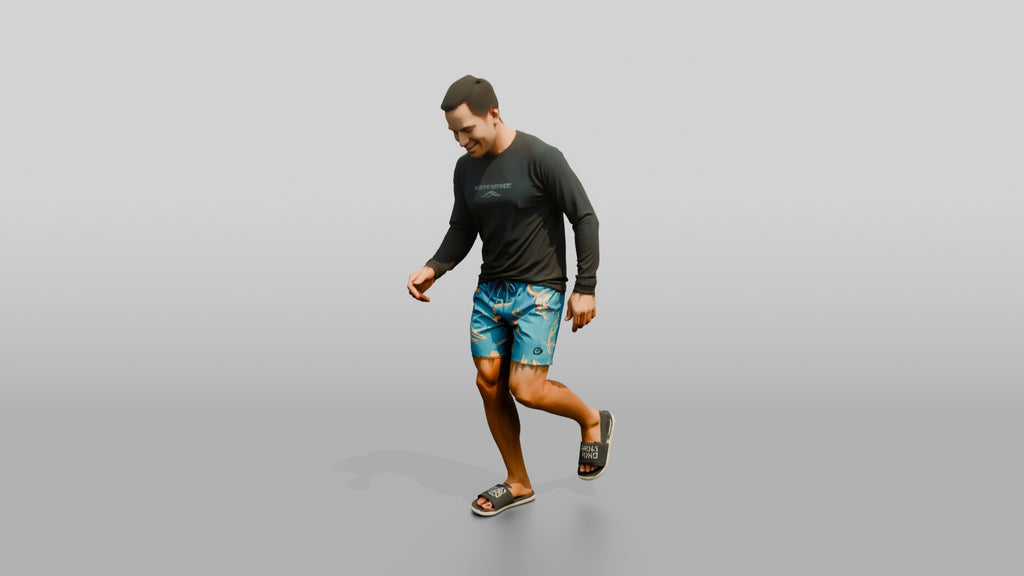 Man Testing Sand With Bare Feet