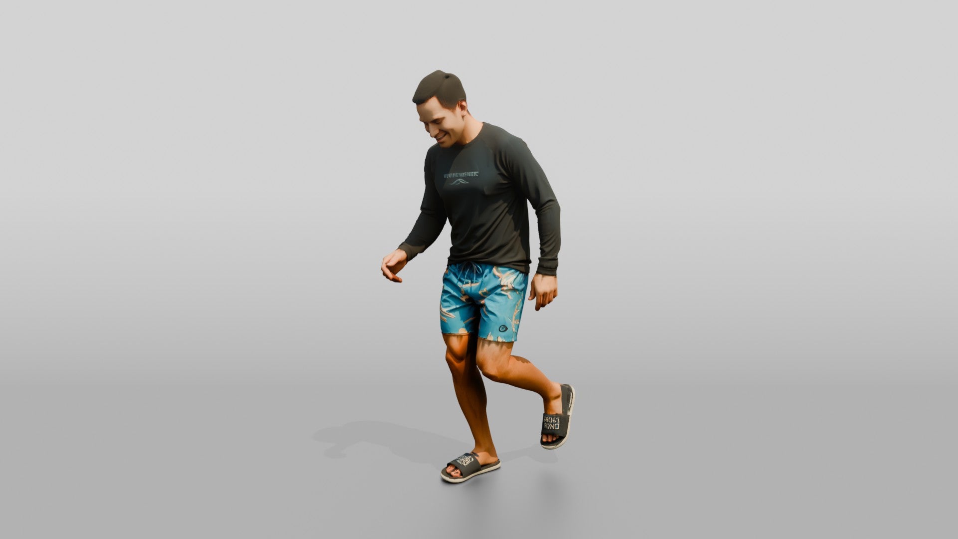 Man Testing Sand With Bare Feet