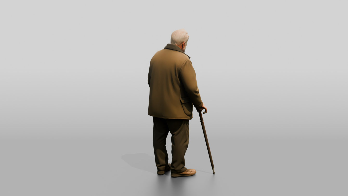Elderly White Man Leaning on His Umbrella