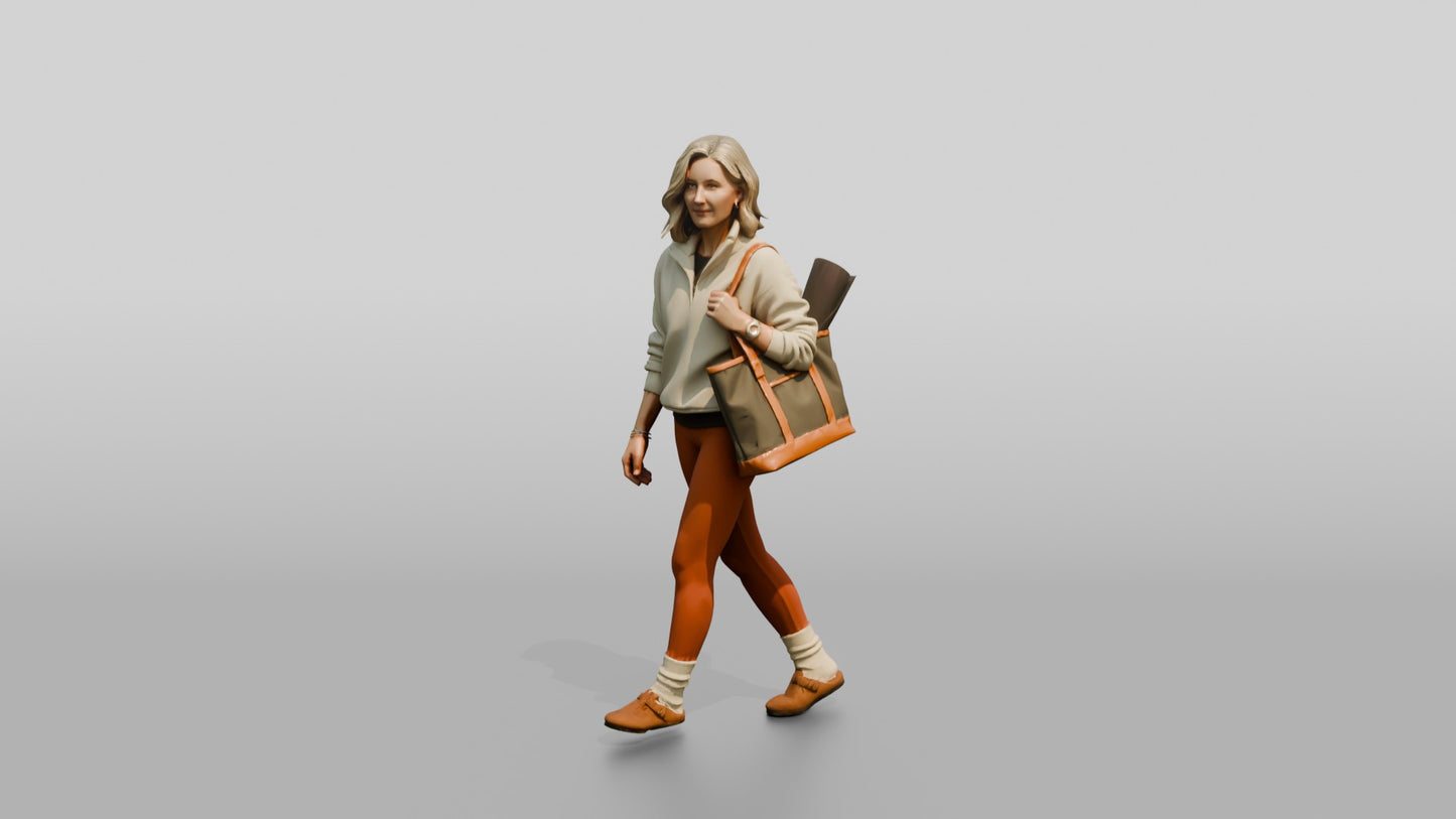 Walking Senior Woman with Mat
