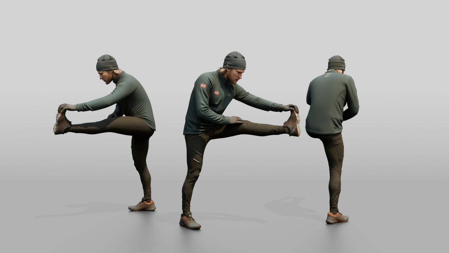 Norwegian Man Stretching Before a Run