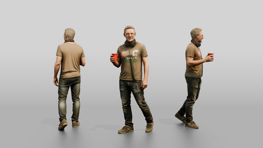 Casual Festival Man with a Drink - 3D character model