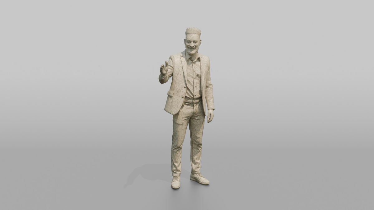 Door Staff Man Gesturing Toward A VIP Area - wireframe topology preview