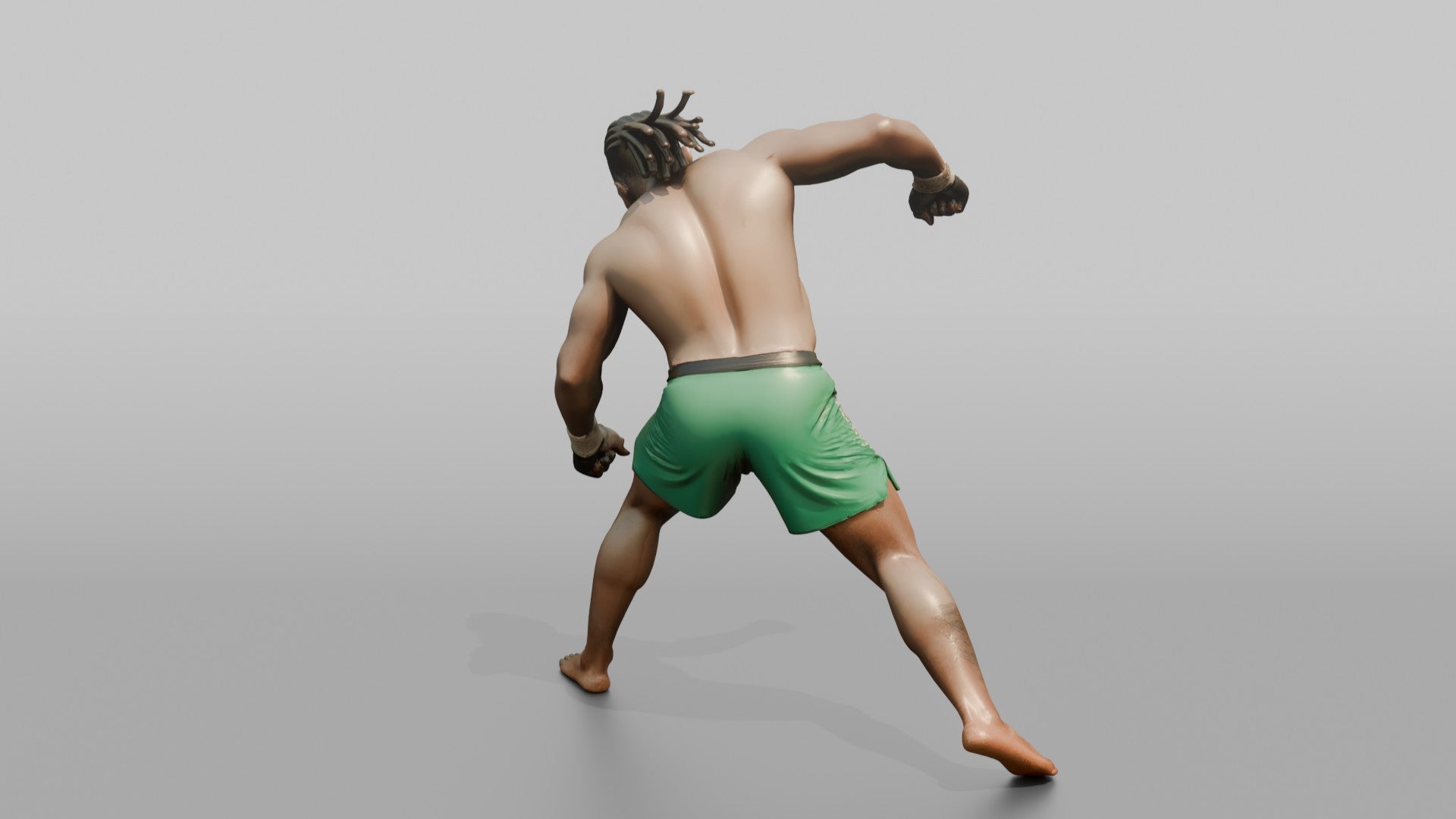 MMA Fighter Sweeping Hammerfist Strike Downward