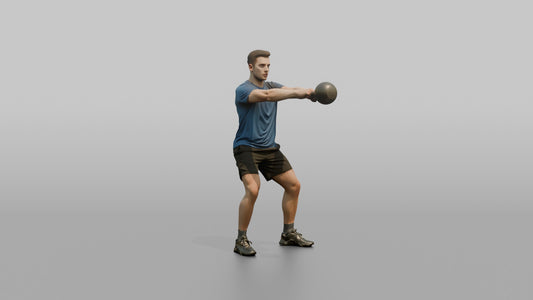 Weightlifter Man Performing A Kettlebell Swing - 3D character model