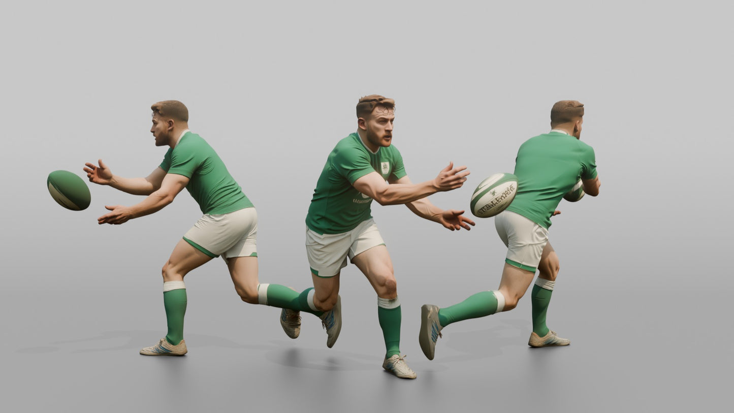 Irish Fly-Half Delivering a Rapid Spin Pass
