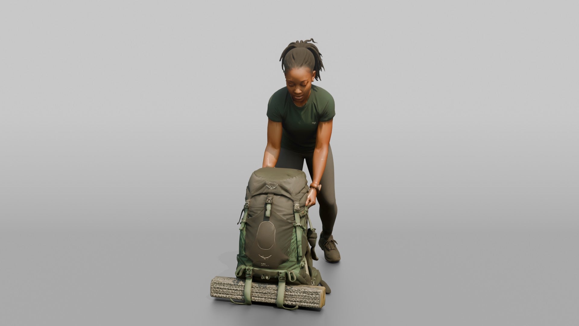 Backpacker Lowering Her Pack to the Ground