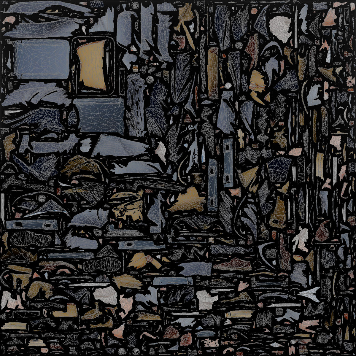 Elderly Man with Glasses Walking with Backpack and Carry-On - UV layout, base color map