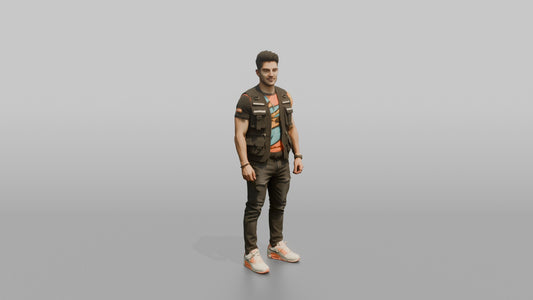 Patron Man Wearing An Urban Streetwear Vest Over A Bright Graphic Tee - 3D character model