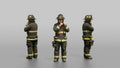 Firefighter Woman Adjusting the Chin Strap on Her Turnout Helmet