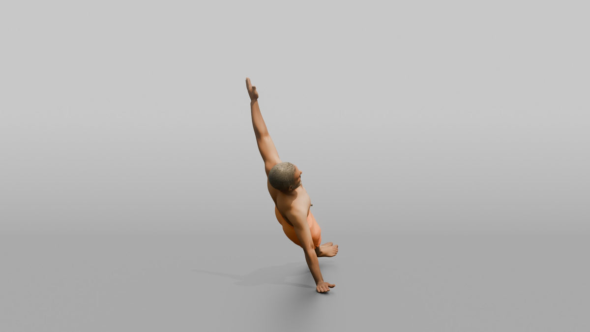 Bodyweight Athlete Man Holding A Side Plank - 3D character model, view 2