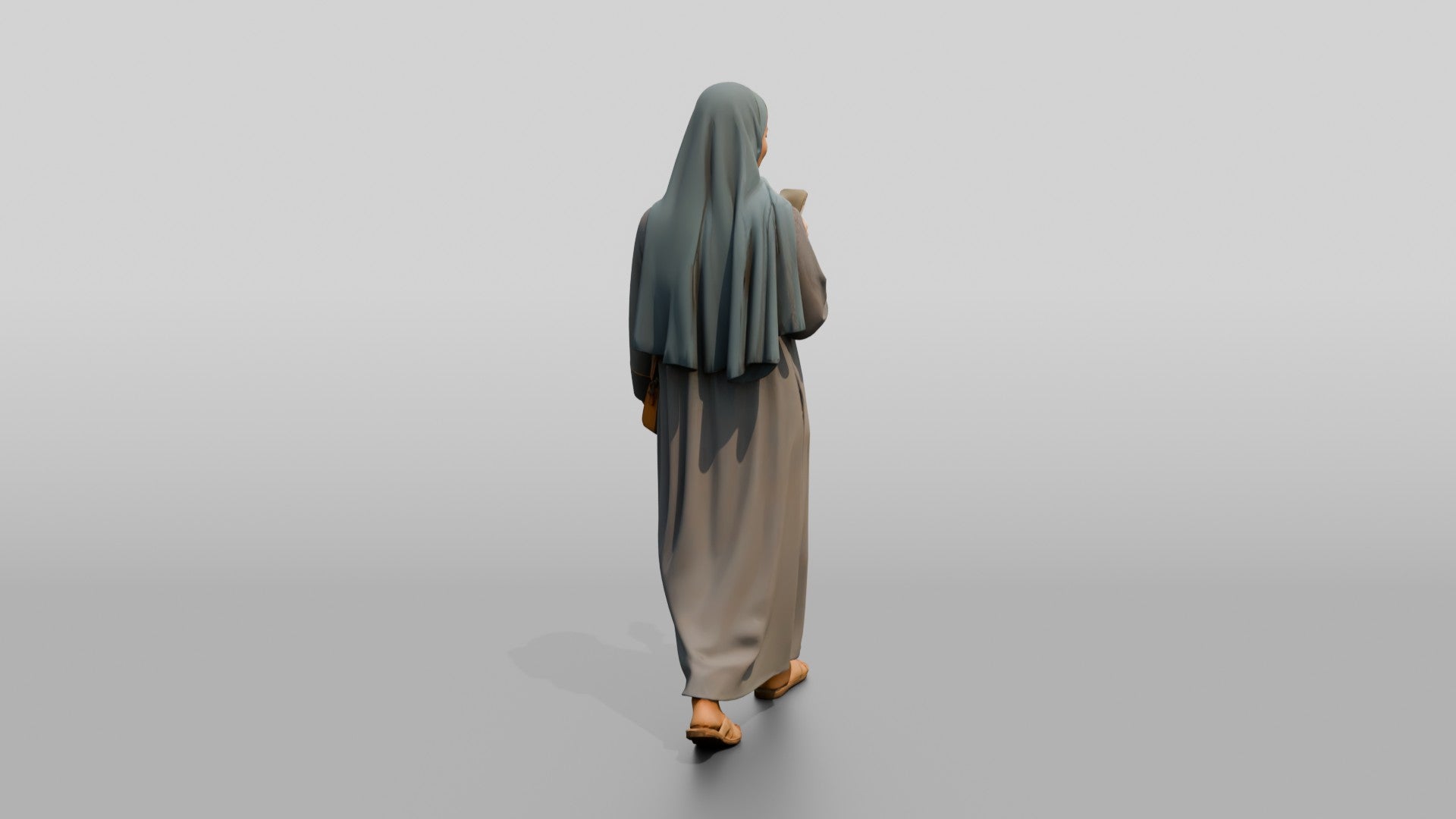 Slender Young Saudi Woman in Abaya and Hijab