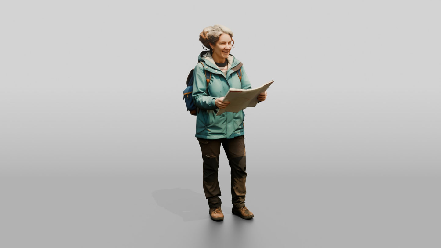 Woman Navigating Market with Map