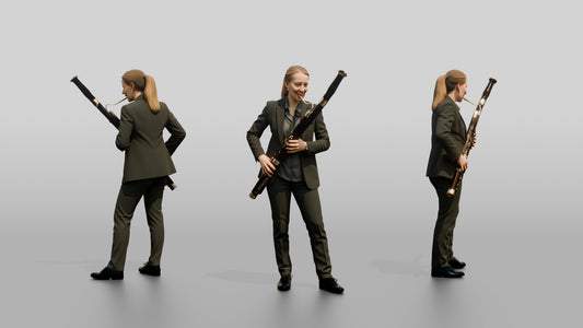 Bassoonist Playing Wood Bassoon