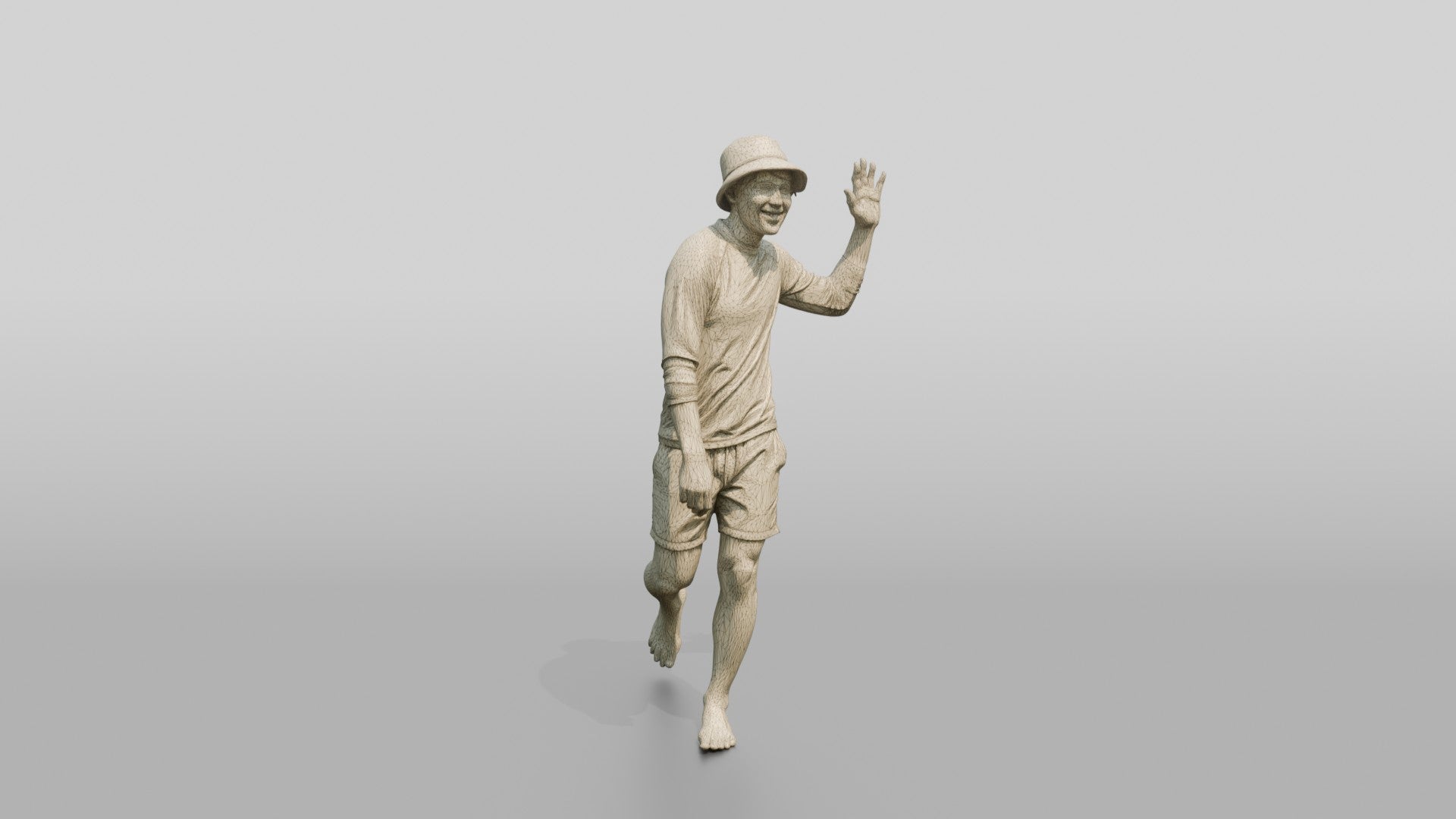 Man Waving Back Over His Shoulder