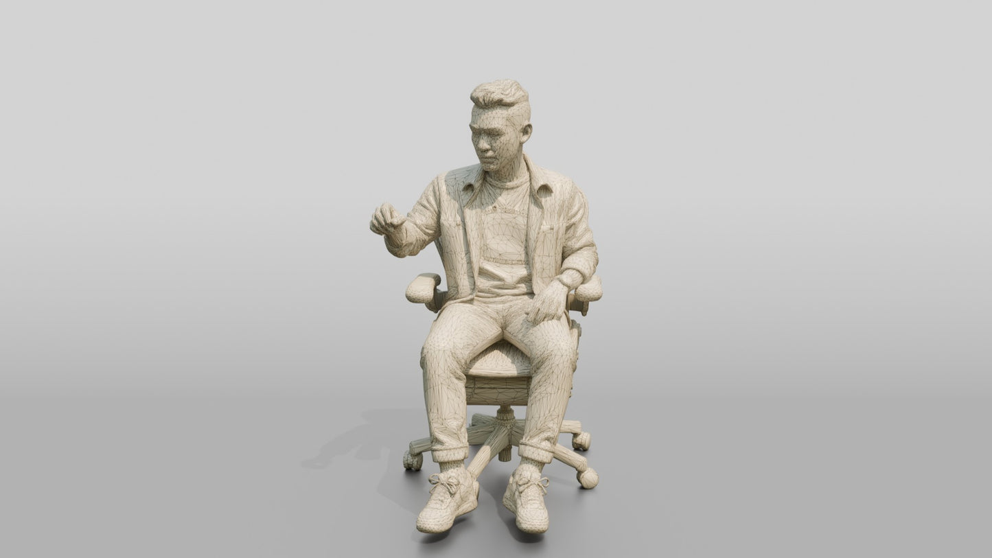Man Gesturing from an Office Chair