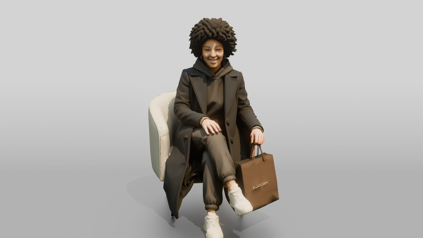 African-American Woman in Wool Winter Coat