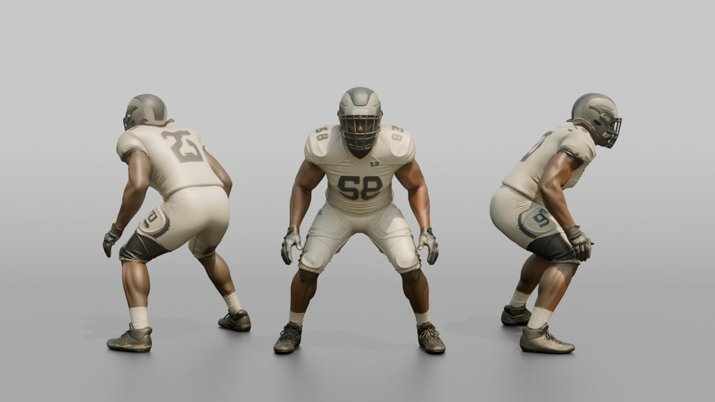 Linebacker in a Low Ready Stance