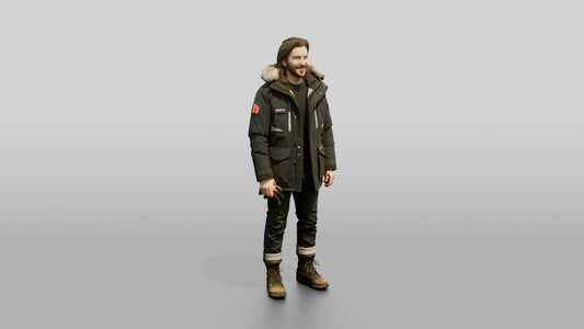 Canadian Man in Technical Winter Parka - 3D character model, view 1
