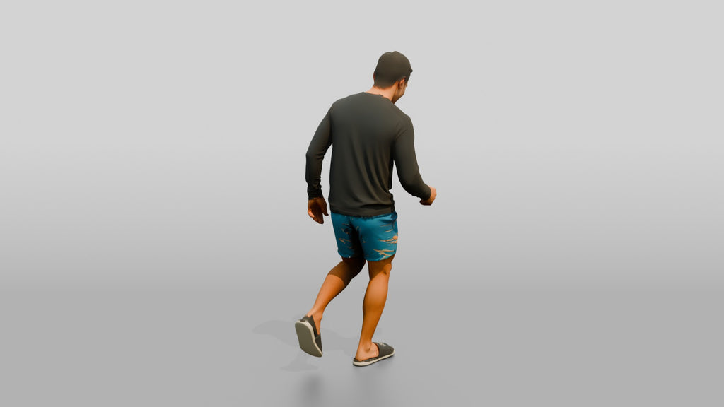 Man Testing Sand With Bare Feet