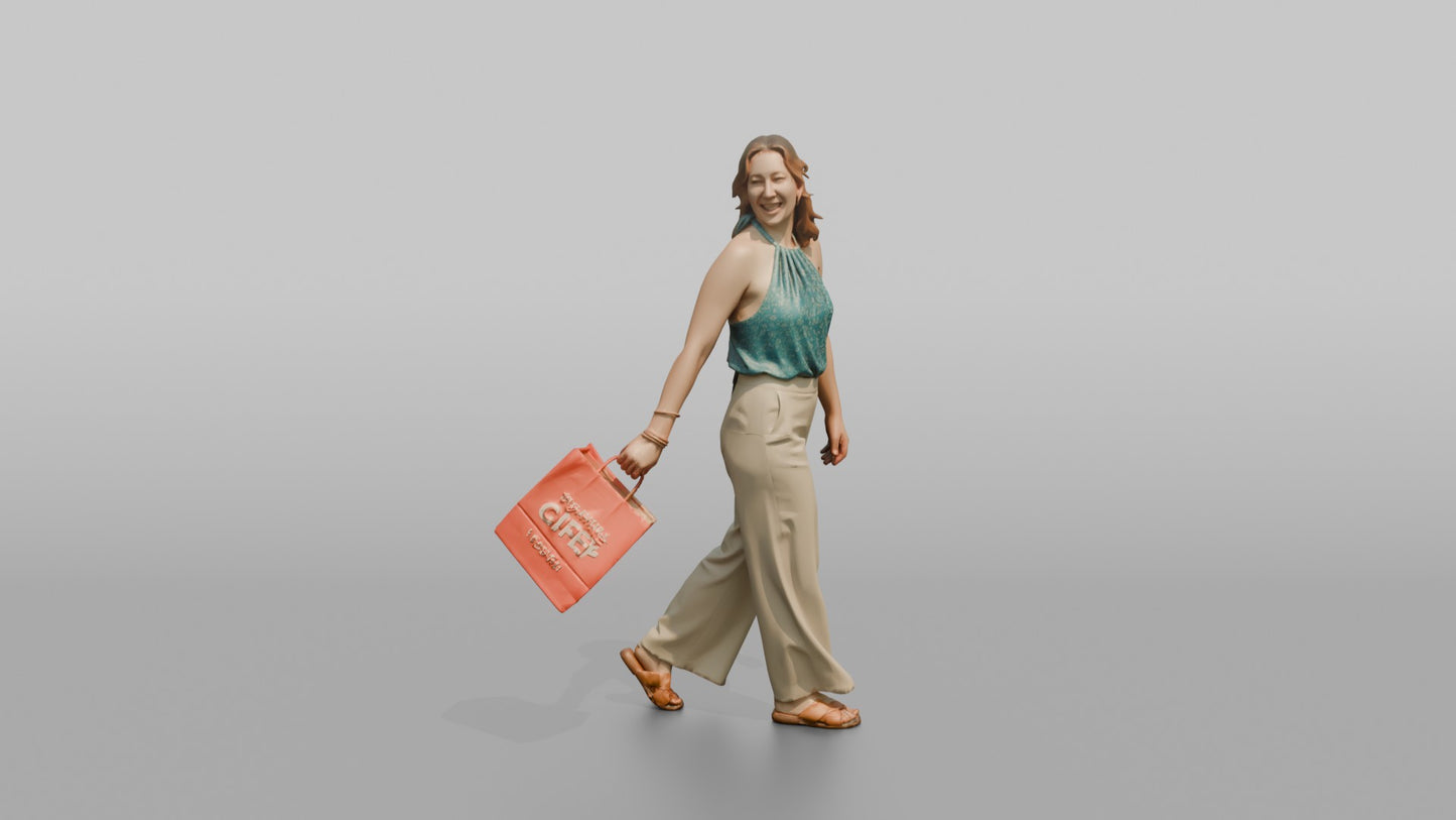 Vacationer Wearing Halter Top And Flared Summer Pants
