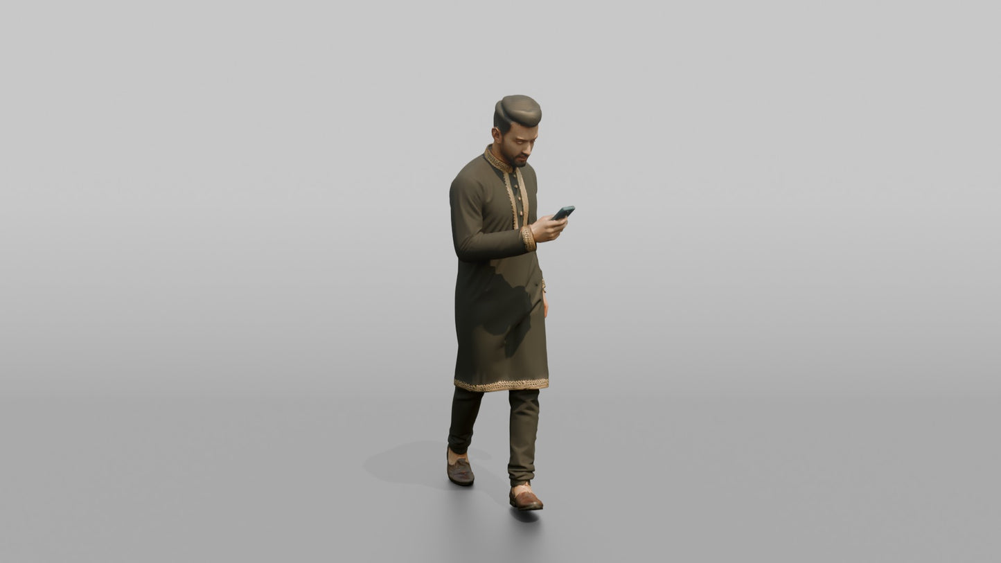 South Asian Wedding Guest Checking His Phone