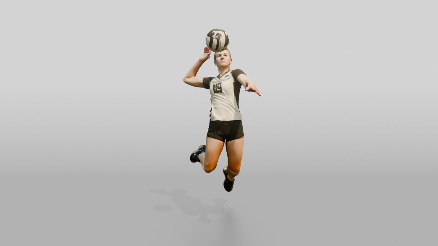 Caucasian Female Volleyball Player in Black and White Jersey
