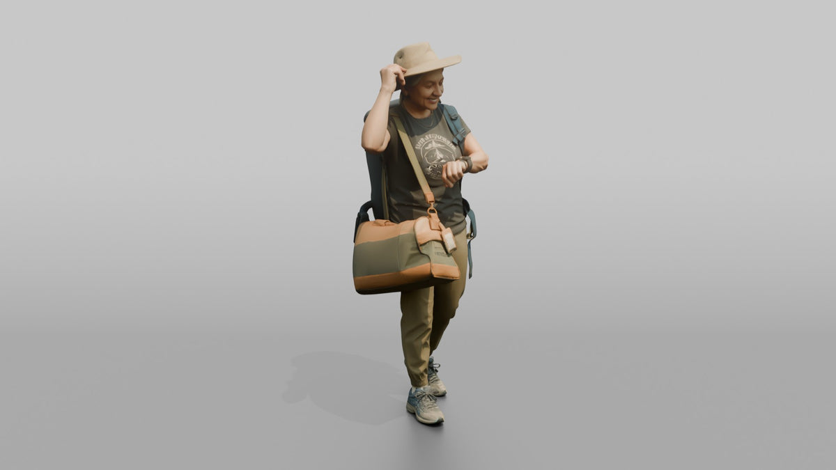 Traveler Adjusting Her Sun Hat - 3D character model, view 2
