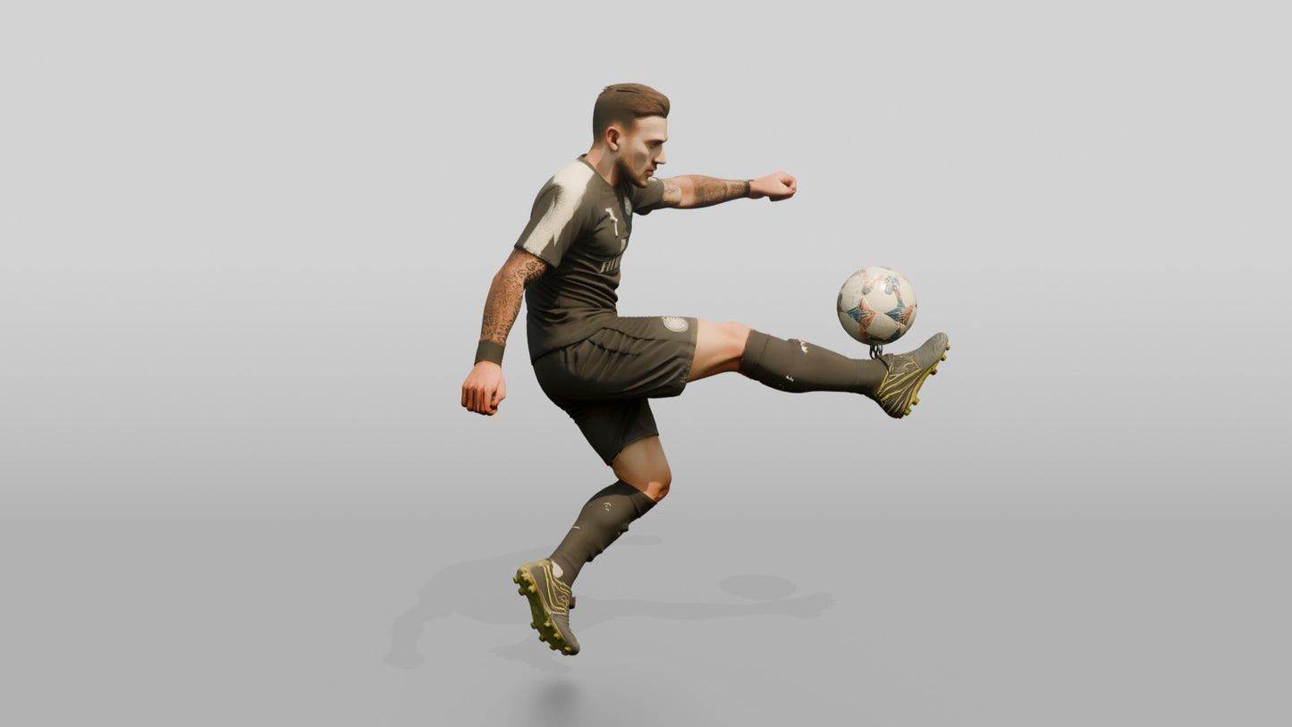 Soccer Player Spin Volley Strike
