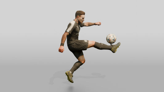 Soccer Player Spin Volley Strike - 3D character model, view 1
