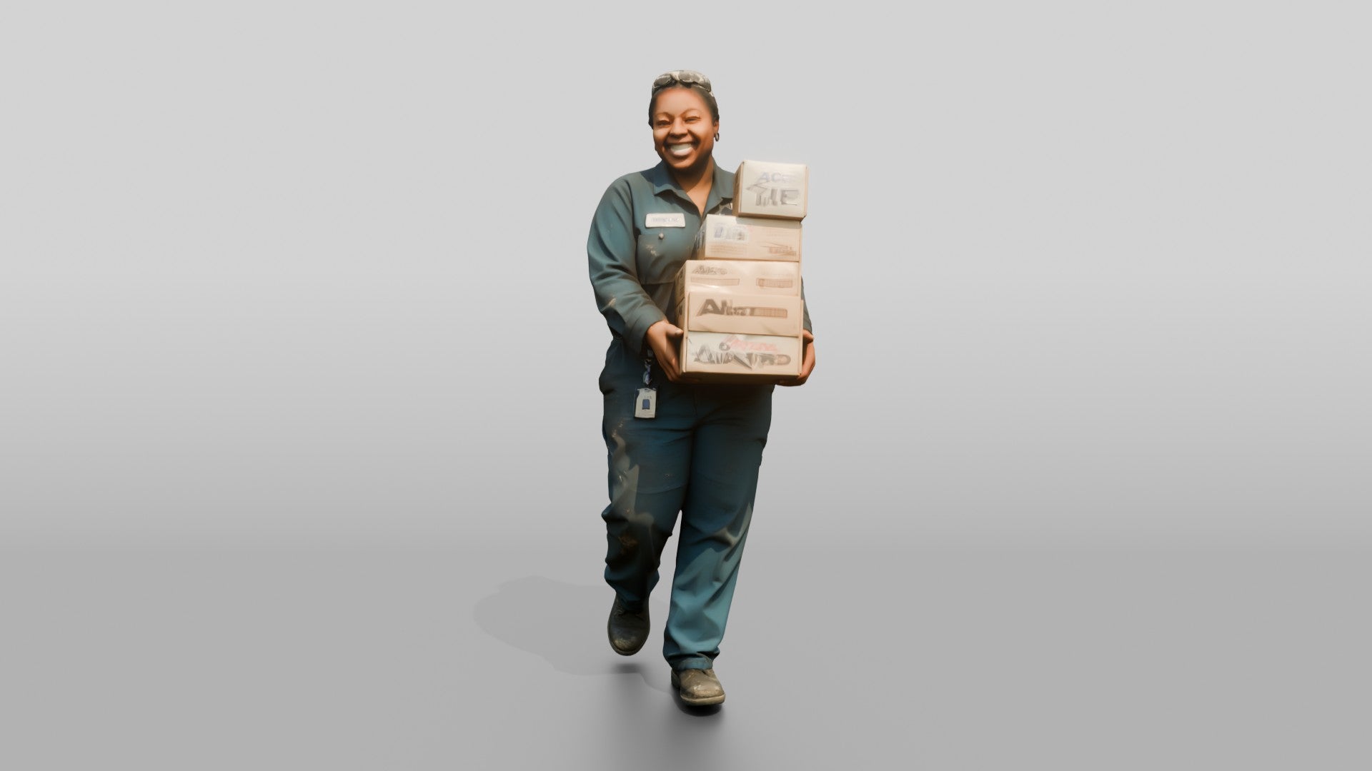 Mechanic Carrying Oil Filter Boxes