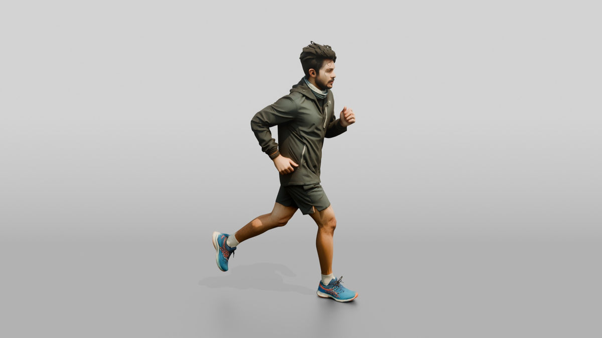 Indian Man Jogging in Technical Jacket - 3D character model, view 2