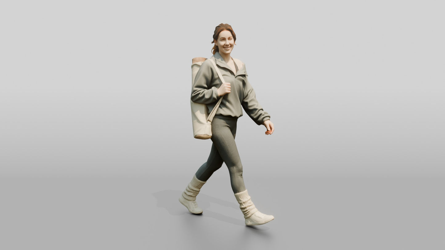 Walking Woman in Fleece with Mat