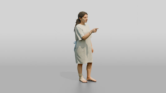 Woman Patient Pointing with an Ankle Injury - 3D character model, view 1