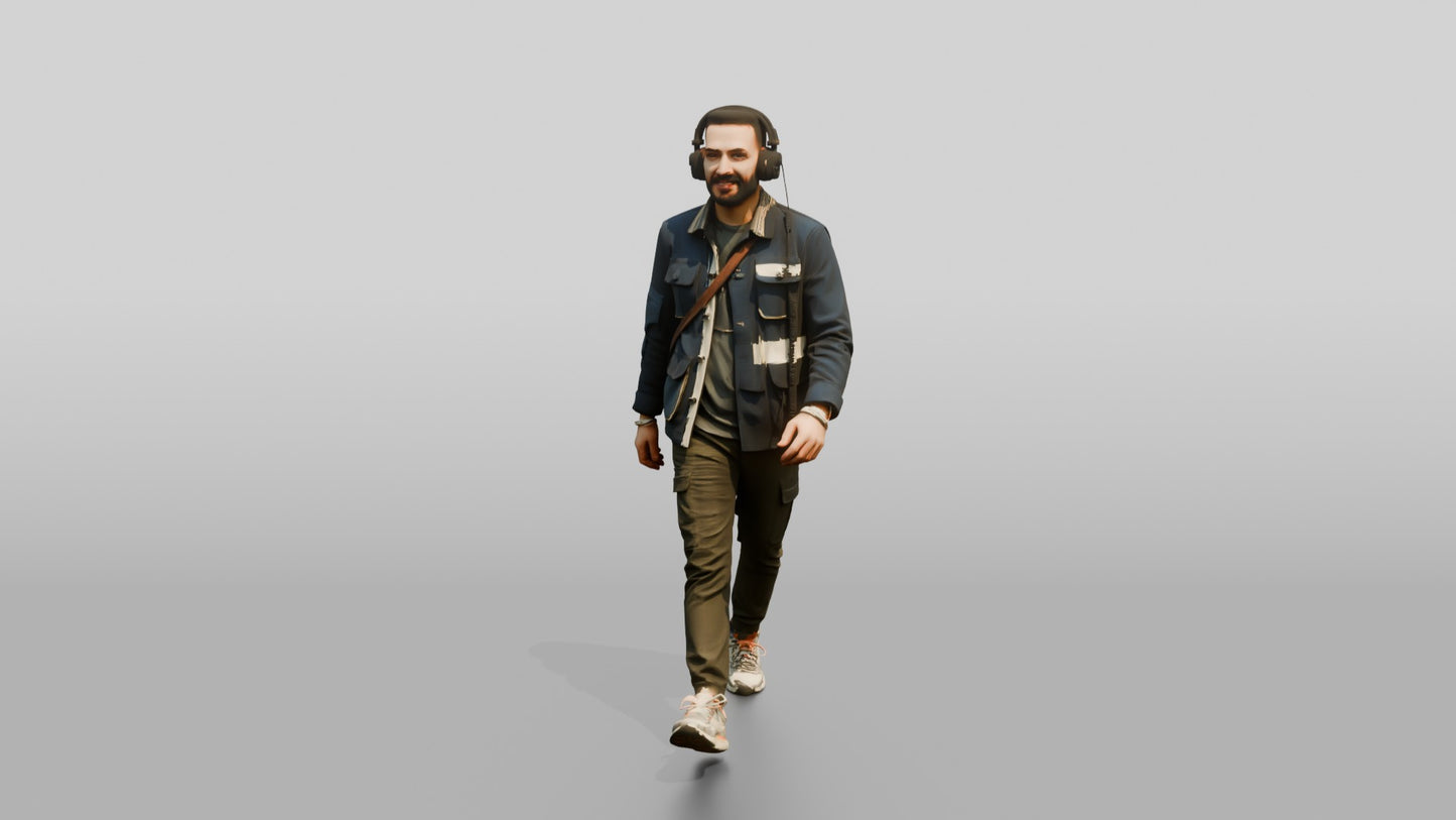 Commuter Walking with Headphones