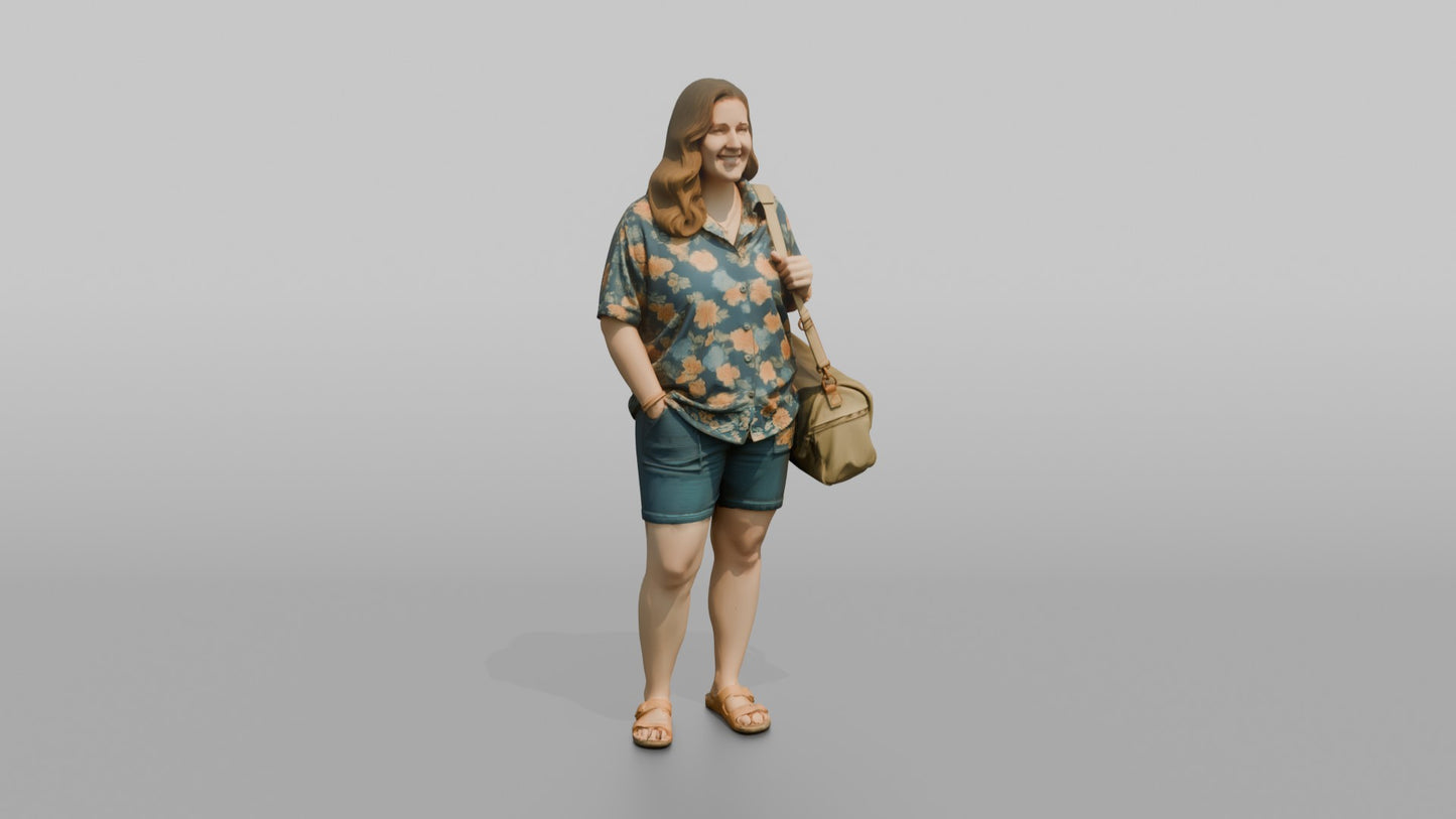 Vacationer Wearing Loose Floral Shirt