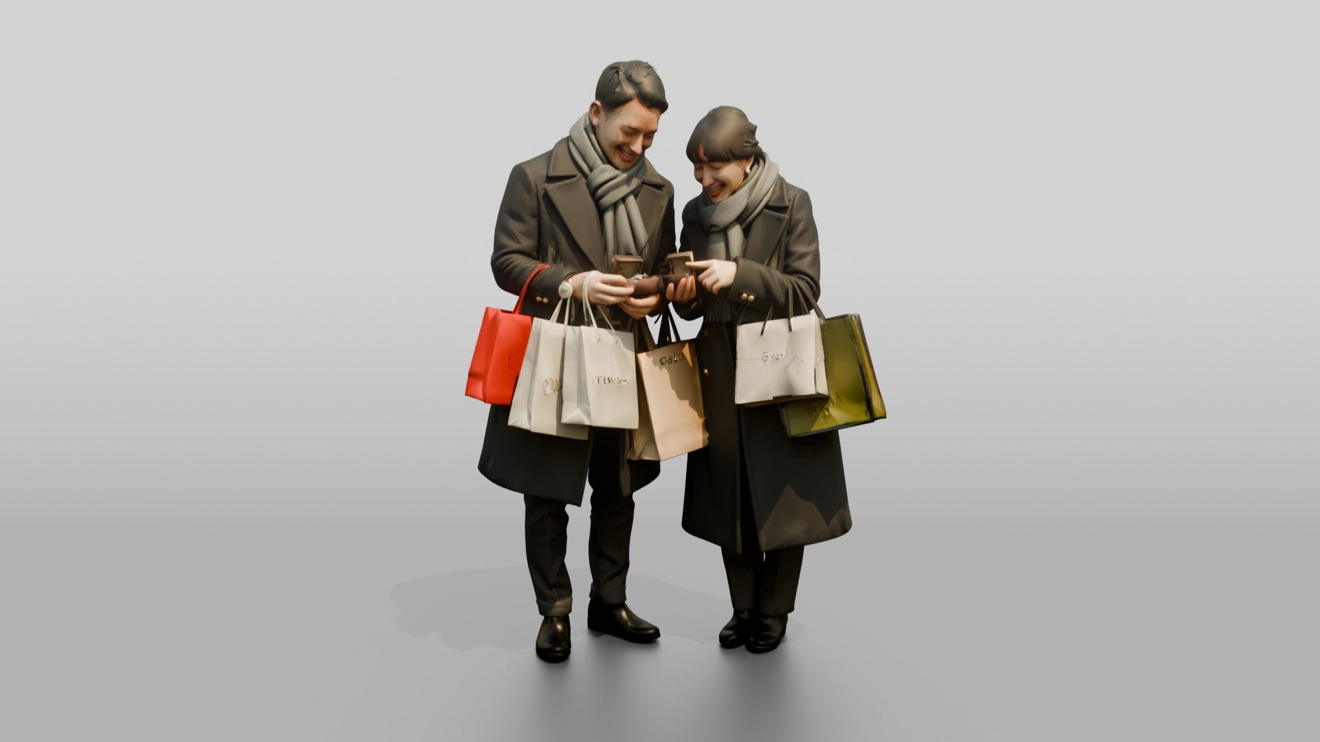Couple Comparing Jewelry After Shopping
